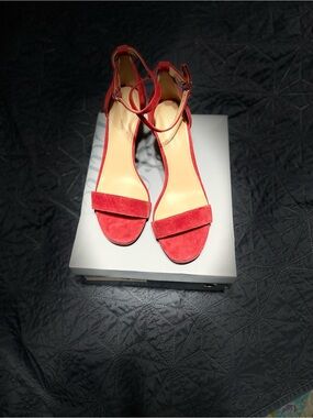 Essex Lane Red Suede Ankle-Strap Sandals